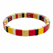 Load image into Gallery viewer, Kansas city chiefs tile bracelet red gold stackable
