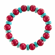 gorgeous teal and red howlite beads on a stretch cord make a beautiful bracelets that's great for Kansas City Current games to support women's soccer team!