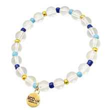 Load image into Gallery viewer, clear quartz beads and blue beads create a unique beautiful bracelet perfect for Kansas City Royals games or a gift

