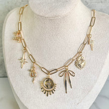 Load image into Gallery viewer, Lucky charm necklace clover horseshoe gold chain
