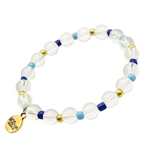 Load image into Gallery viewer, clear quartz beads and blue beads create a unique beautiful bracelet perfect for Kansas City Royals games or a gift
