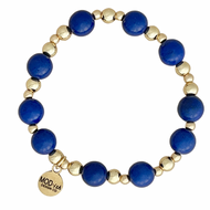 blue howlite bracelet gold bead game day jewelry