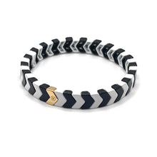 Load image into Gallery viewer, Chevron Tile Bracelet - Black &amp; White
