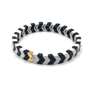 Chevron Tile Bracelet Black White