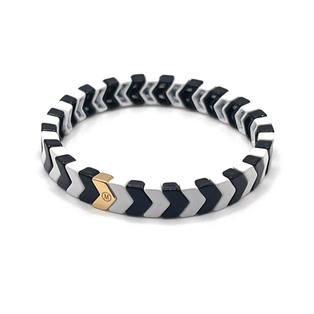 Chevron Tile Bracelet - Black & White