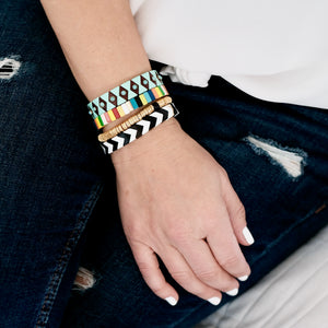 Chevron Tile Bracelet - Black & White