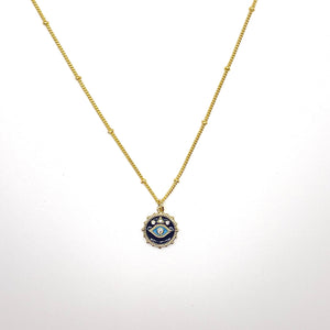 Evil Eye Blue Enamel Necklace