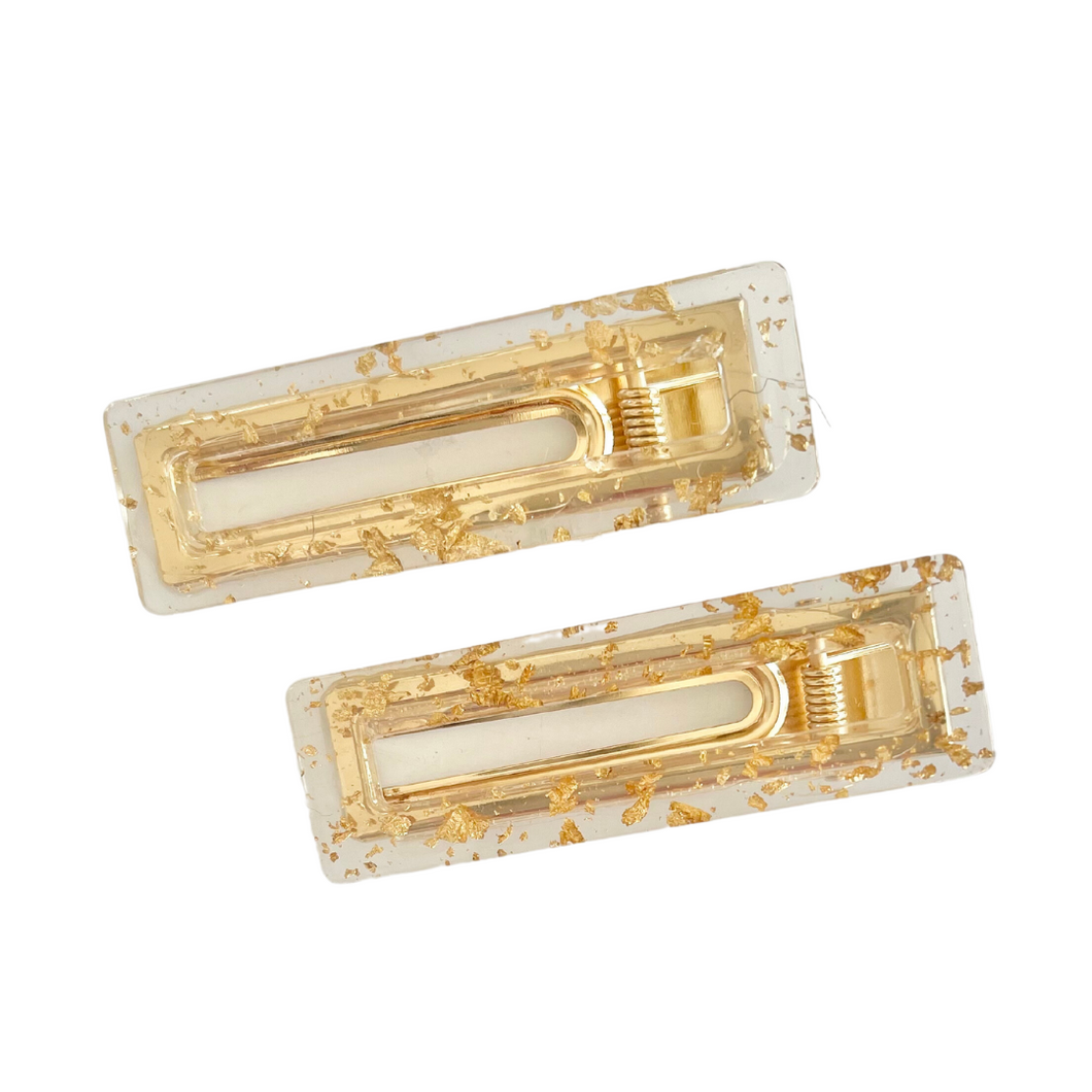 Gold Confetti Crocodile Clip Set