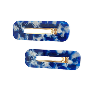 Blue Abstract Crocodile Clip Set