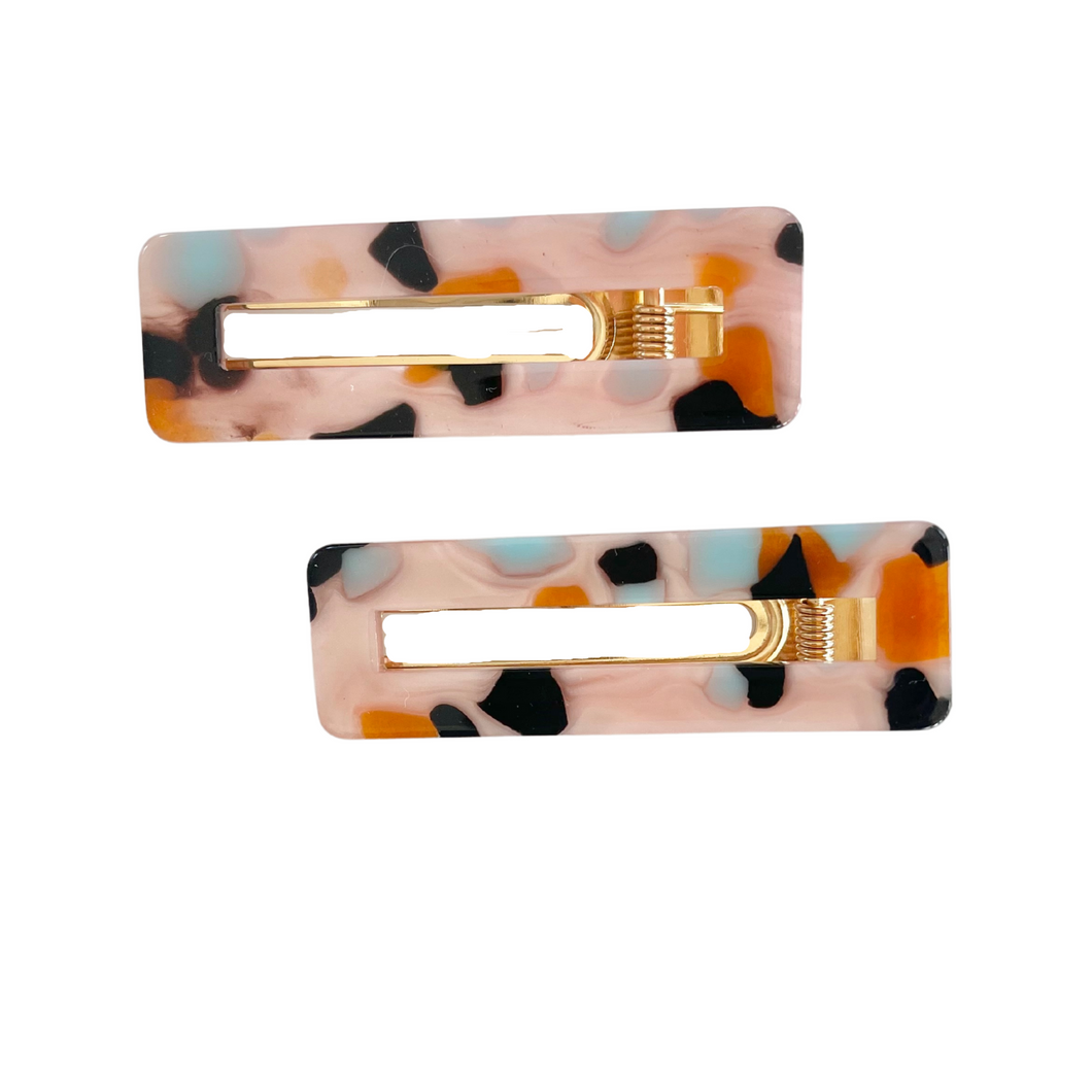 Pink Abstract Crocodile Clip Set