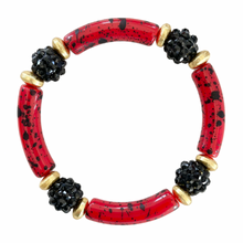 Load image into Gallery viewer, Aster Bracelet in Red + Black Splatter

