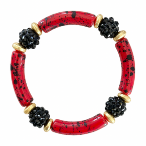 Aster Bracelet in Red + Black Splatter
