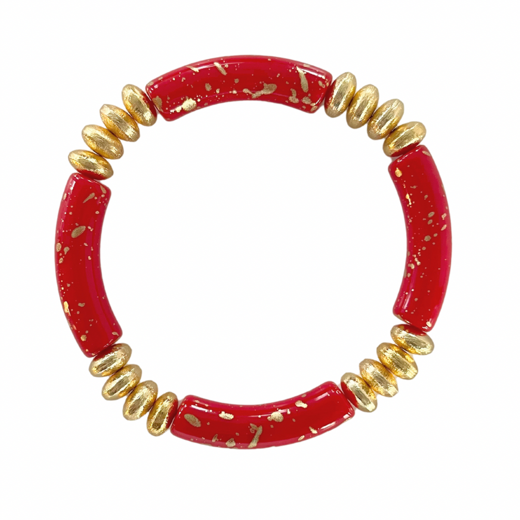 Marseille Bracelet in Red + Gold Splatter
