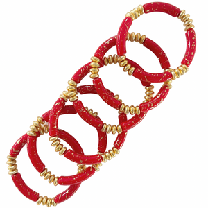 Marseille Bracelet in Red + Gold Splatter