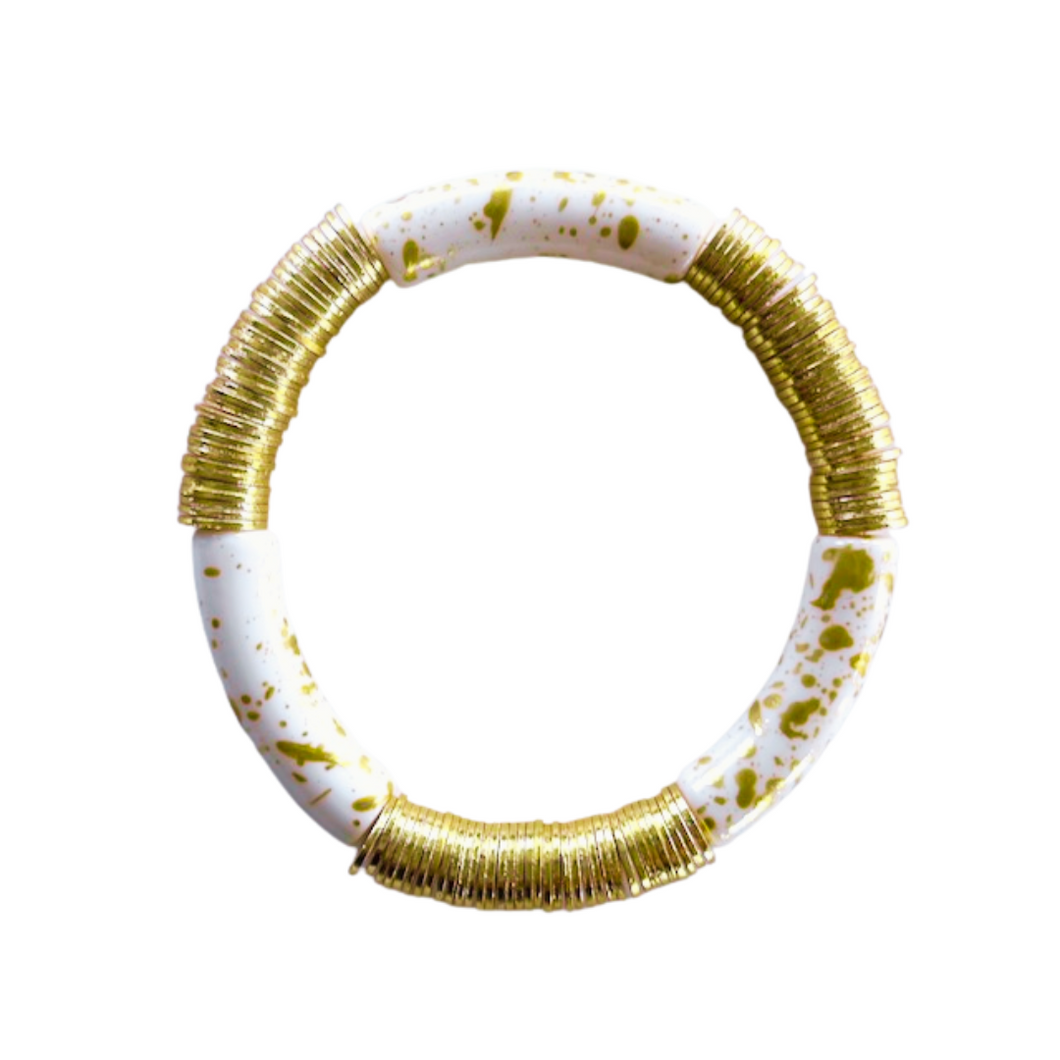 Paris Bracelet - Bone & Gold Splatter