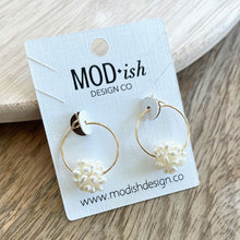 Load image into Gallery viewer, Pearl Cluster Hoop Earrings - Small
