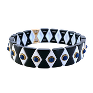 Black, white, & gold tile bracelet stackable style