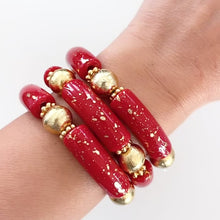 Load and play video in Gallery viewer, Aster 12mm Bracelet in Red + Gold Splatter
